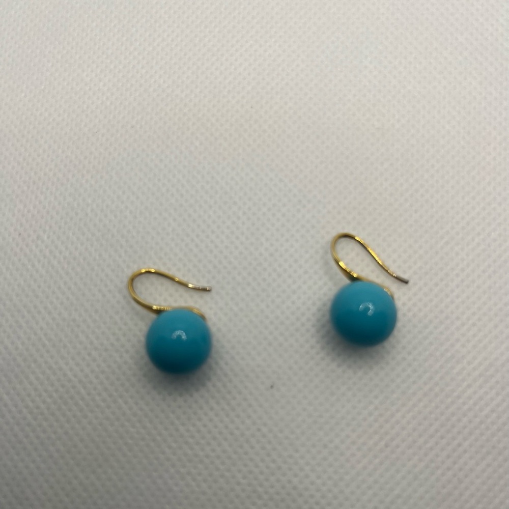 Turquoise color drop and Gold color metal Earrings